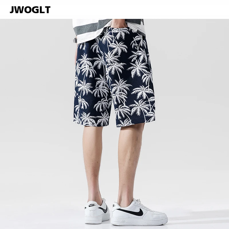 Мужские пляжные шорты-бермуды летние свободные шорты с принтом тропического