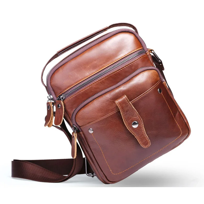

Fashion Genuine Leather Men's Shoulder Crossbody Bag Cowhide Small Vintage Men's Messenger Bag Designer Handbags Sling Phone Bag