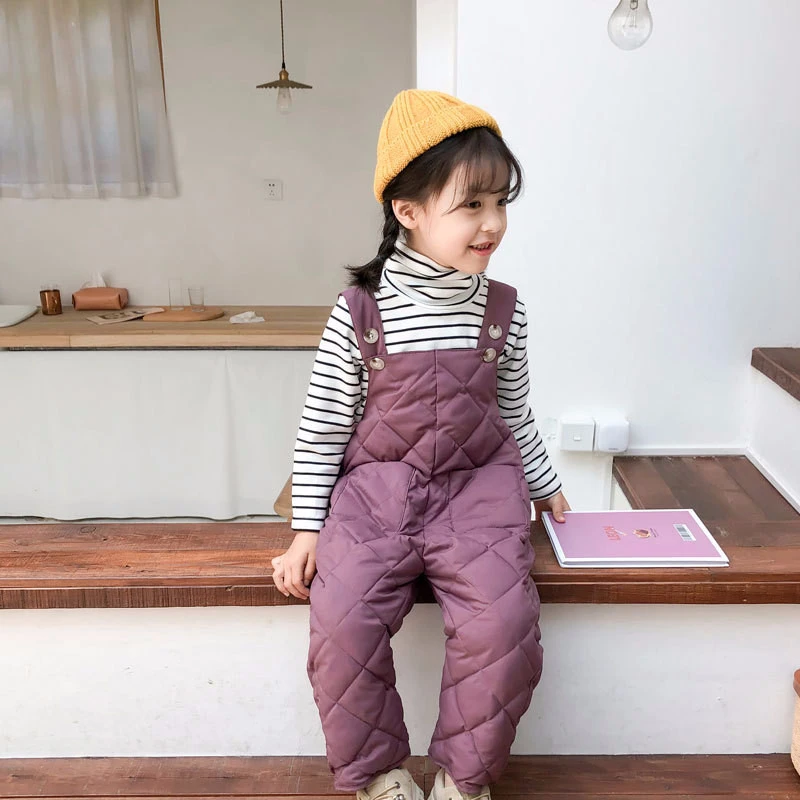 Детский однотонный комбинезон LILIGIRL хлопковый пуховой для мальчиков и девочек