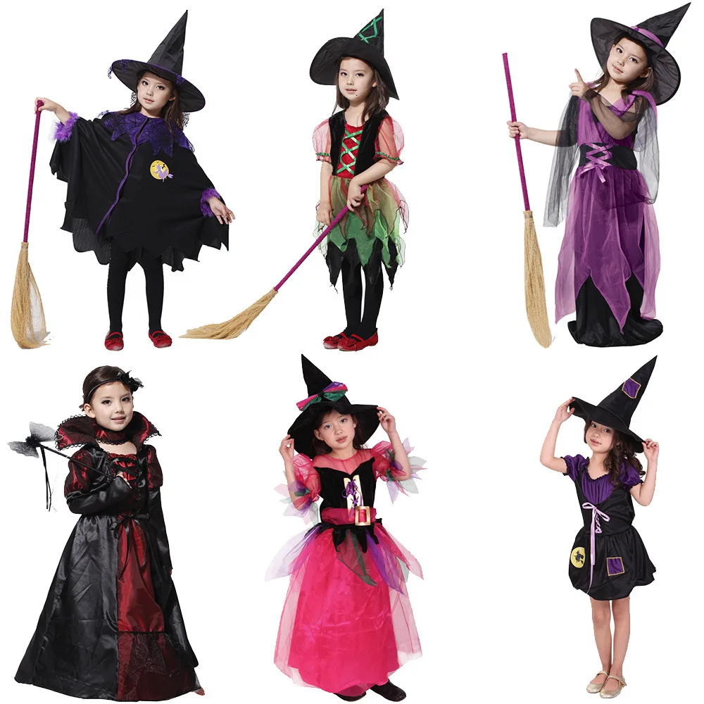 Новое поступление Хэллоуин вечерние Детский костюм ведьмы для косплея девочек