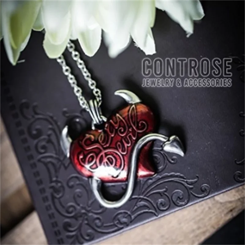 

Retro hip-hop gothic creative devil heart pendant necklace men's women's punk party jewelry holiday gifts wholesale