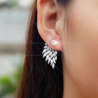 fashion accessoriesearring vintage stereo angel wing stud earrings feather inlaid alloy piercing stud earrings female jewelry
