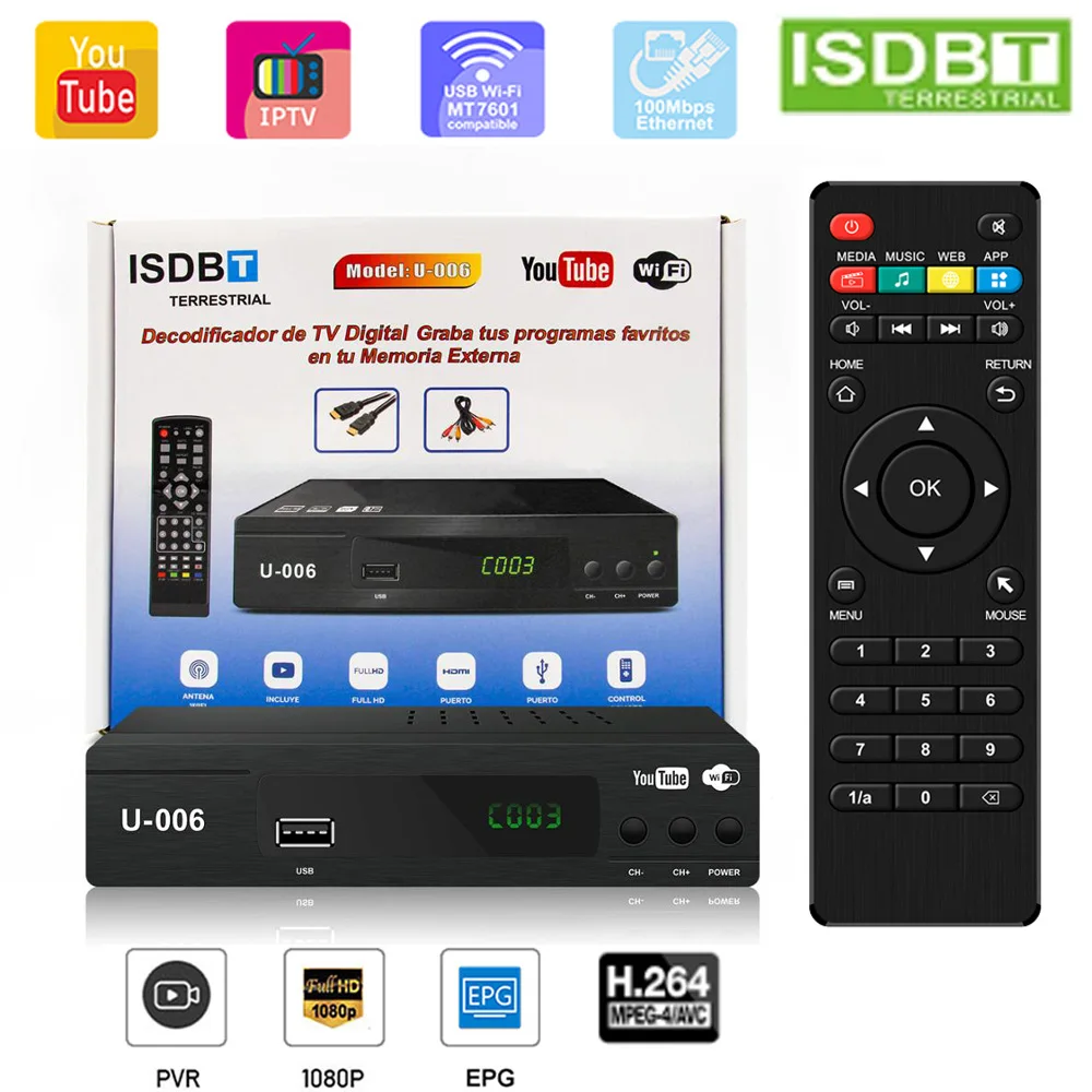 ISDB T суши ТВ приемник для Чили/Бразилия/Перу приемное устройство Поддержка Youtube