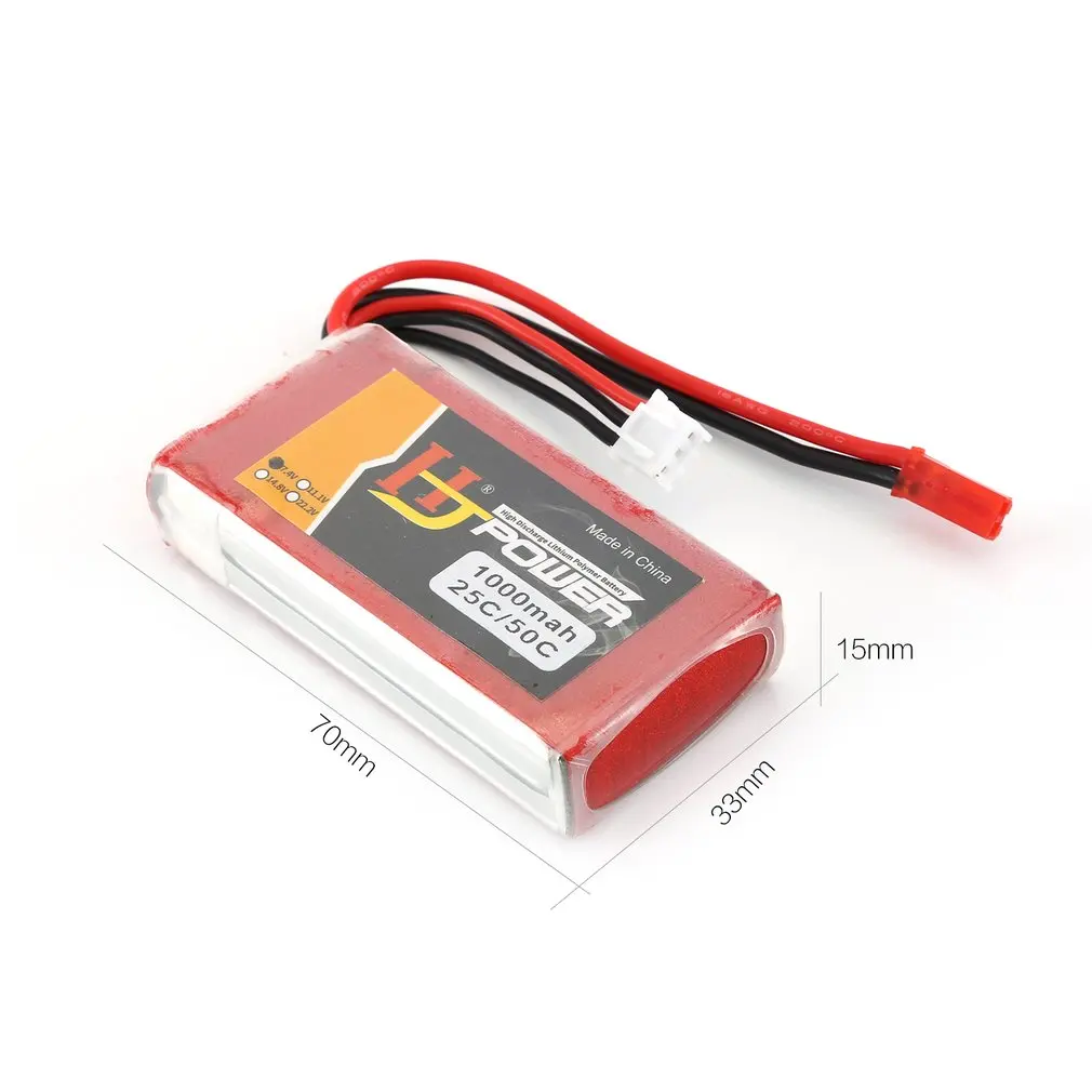 

HJ 7.4V 1000MAH 25C 2S Lipo Battery JST Plug Rechargeable for RC Racing Drone Helicopter Car Boat Model