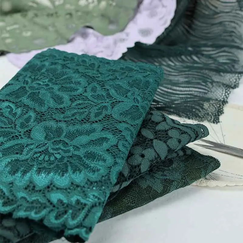 

1Meter Green Blue Lace Fabric DIY Crafts Sewing Suppies Decoration Accessories For Garments Elastic Bra Underwear Laces Trim