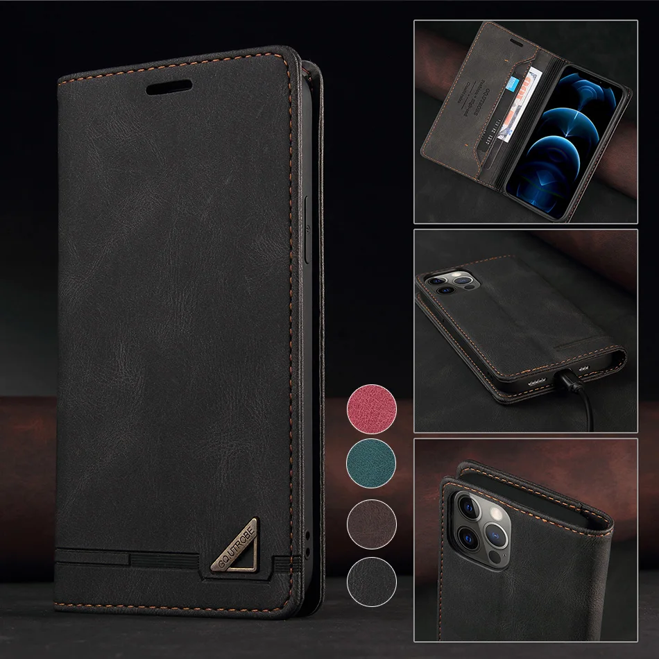 

Anti-theft Wallet Case For OPPO Find X3 Lite Realme 7 8 Pro C11 C12 C15 C20 C21 C25 C25S Reno 5 6 Phone Brush Leather Cover