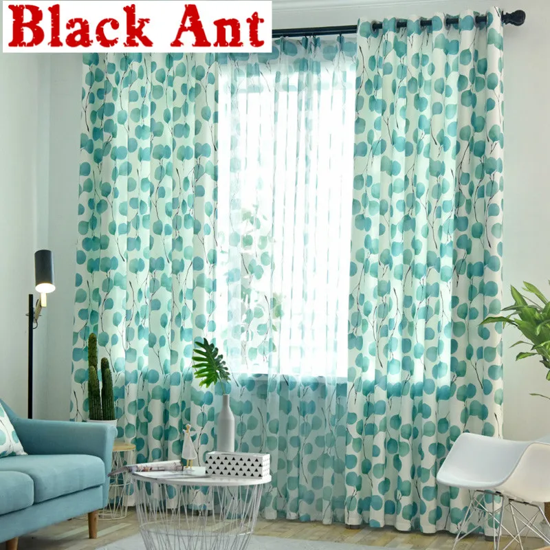 Светонепроницаемые шторы в скандинавском стиле с листьями для современной