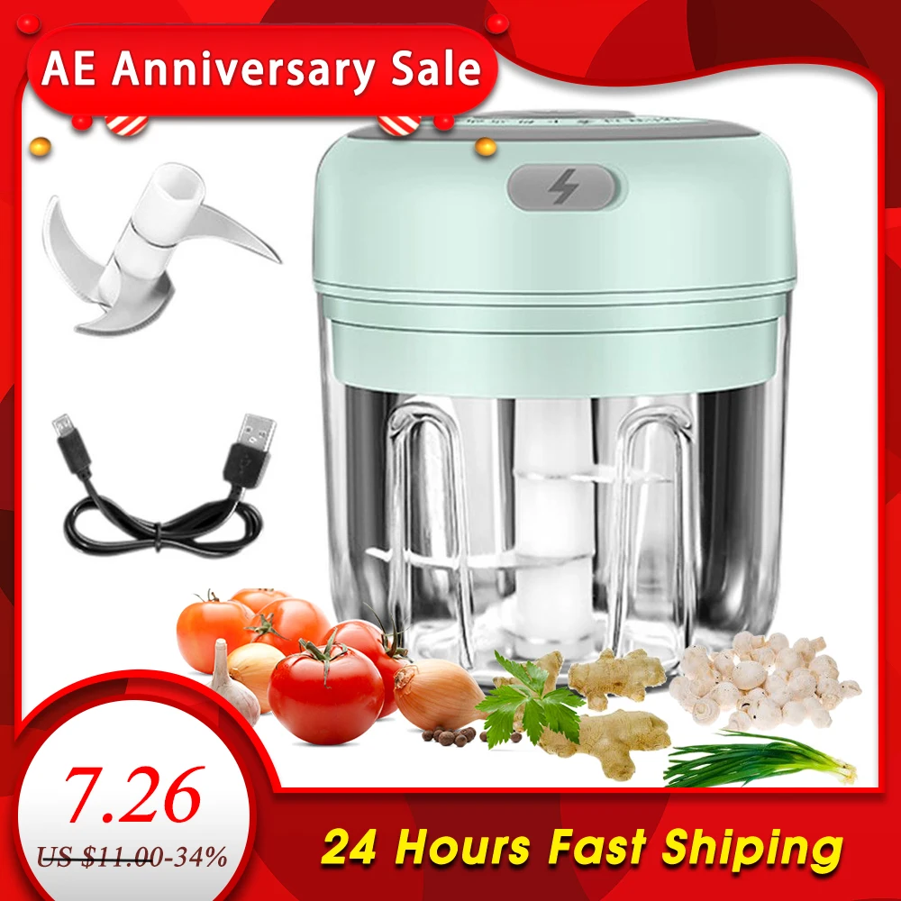 

250ml Mini USB Wireless Electric Garlic Masher Press Mincer Sturdy Vegetable Chili Meat Grinder Food Chopper Kitchen Gadget Tool