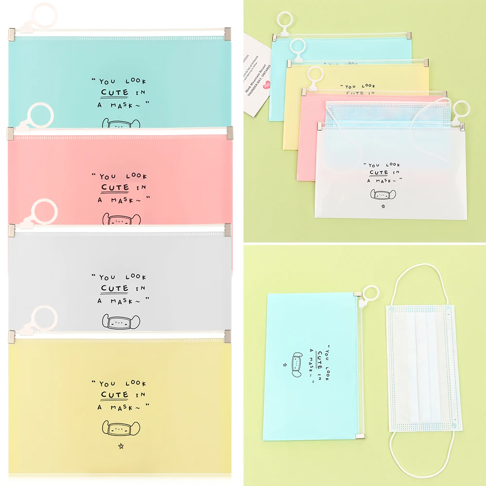 

Colorful Face Mask Storage Case Face Covering Holder Portable Zipper Storage Box Waterproof Plastic Travel Organizer Container