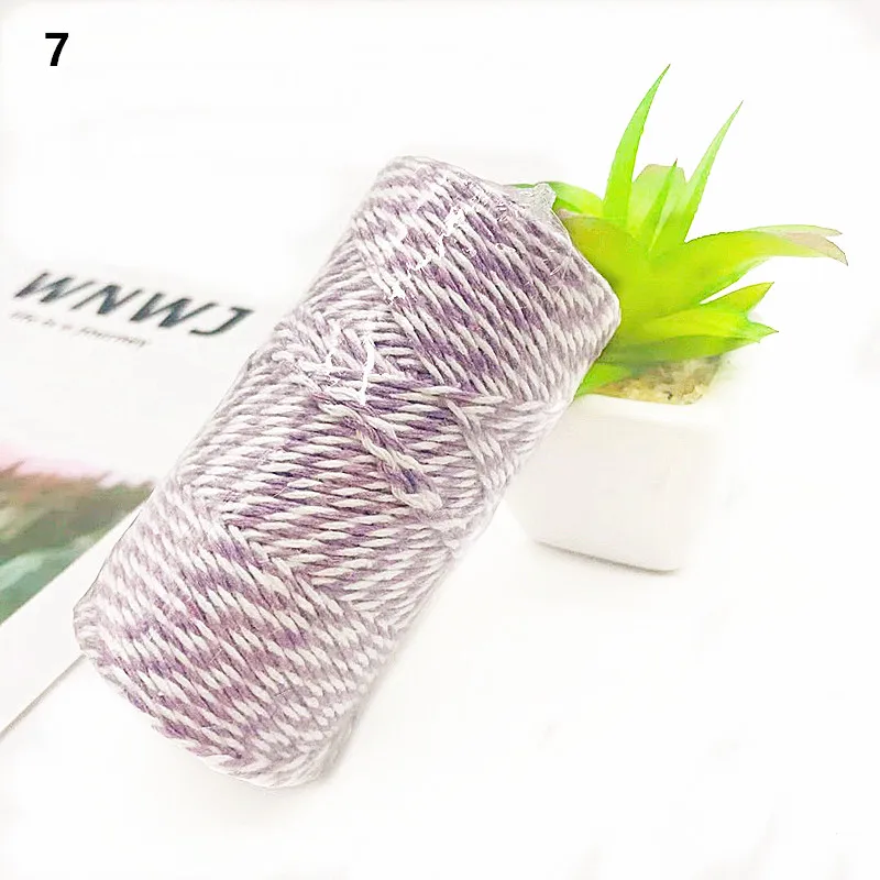 7 Light purple 100 м двухцветная хлопковая веревка декоративная тканая хлопковая веревка 2 мм двухцветная хлопковая веревка 14 цветов веревка для рукоделия - Цвет: 7 Light purple