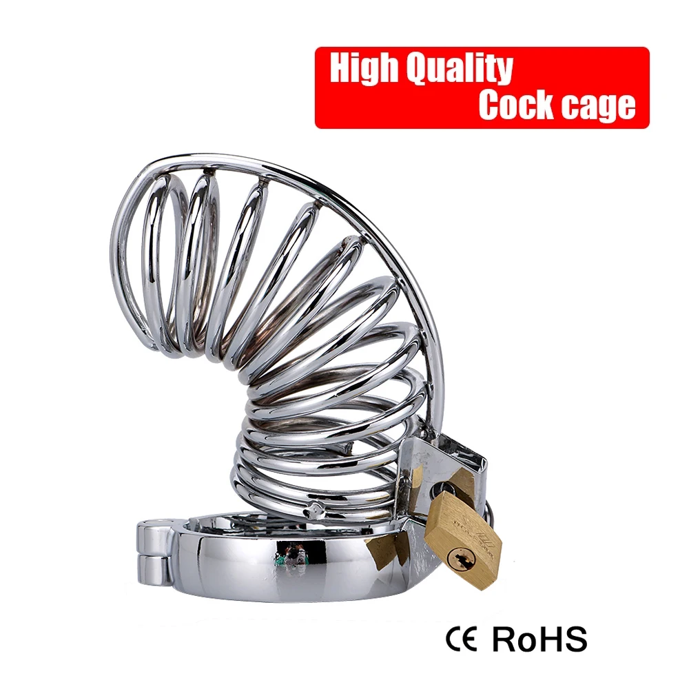 

Stainless Steel Prevent Cheating Chastity Cock Cage Sex Toys for Men Gay Ladyboy Lockable Bondage Penis Lock Ring BDSM Device