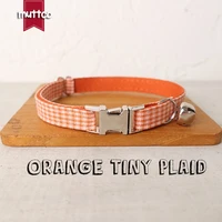 muttco retailing lovable self design personalized cat collars orange tiny plaid handmade collar 2 sizes ucc105