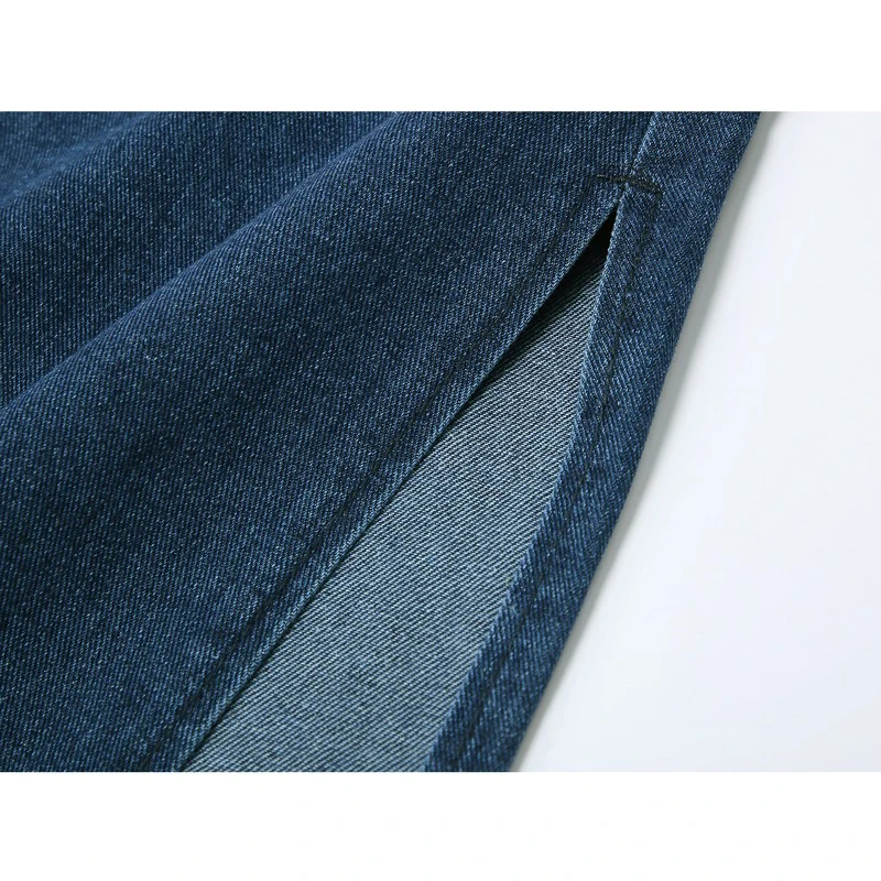 

Streetwear Women's Denim Skirt A Line Button Design Hem Split Korean Blue Jean Skirt Female Sexy Y2K Retro E-Girl Loose Clothing