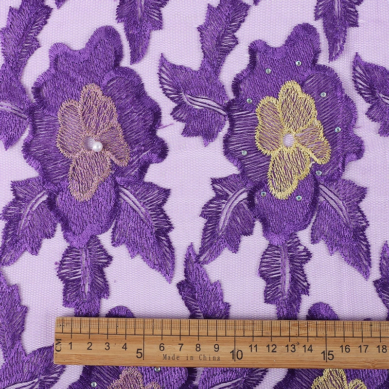 Африканская кружевная ткань с цветочным рисунком тюлевые Платья С Бусины 2019