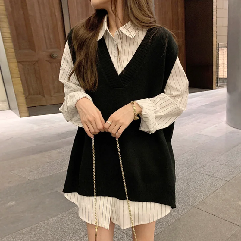 

Черный вязаный жилет, женский красный сетчатый жилет, новинка 2021, весна-осень, корейский свободный свитер, жилет, куртка