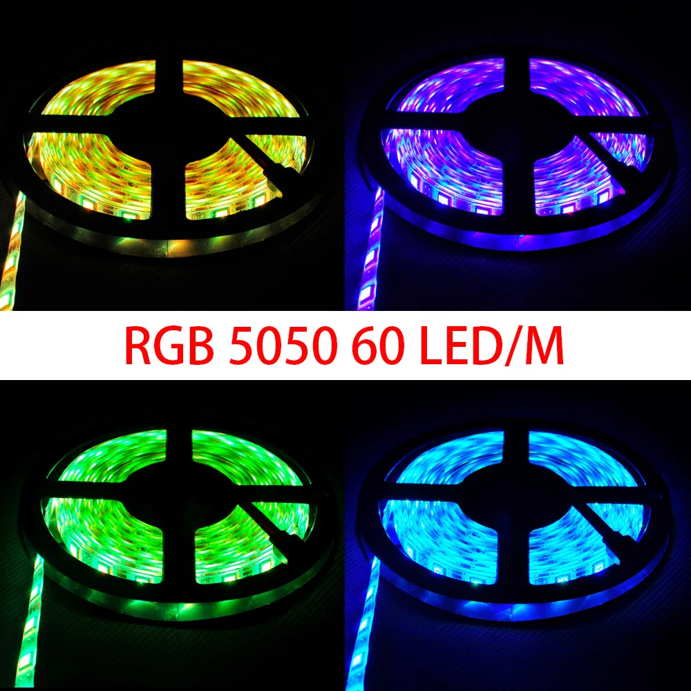 

LED Strip Light RGB 5050 SMD 60LED/M Waterproof Flexible Lamp Color Changeable Flexible 5M 10M 15M 20M Remote Controller + Power