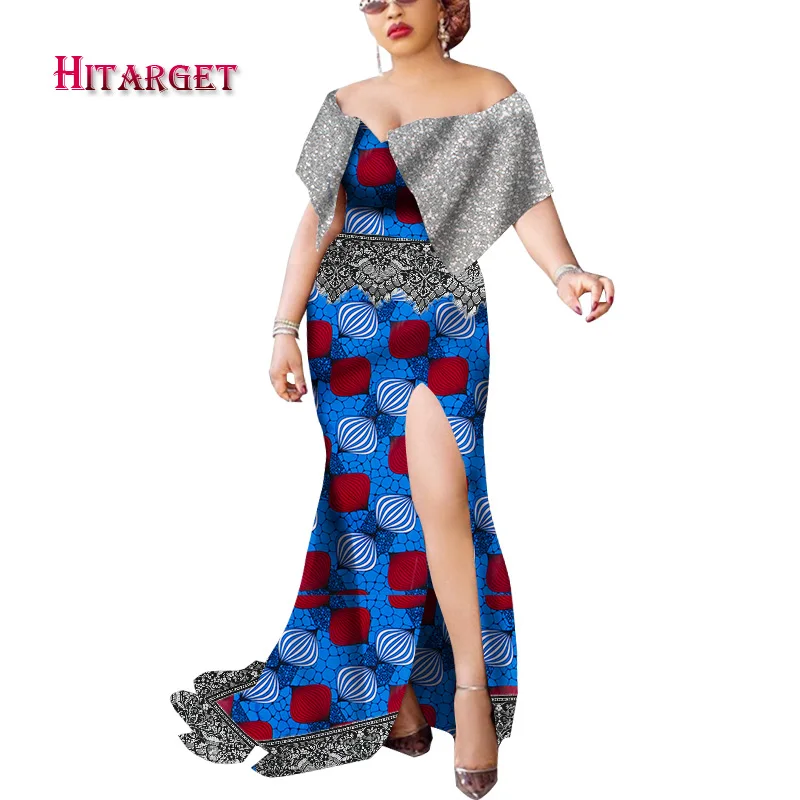 Комплект из обуви в африканском стиле платья для женщин Разделение и пайетками