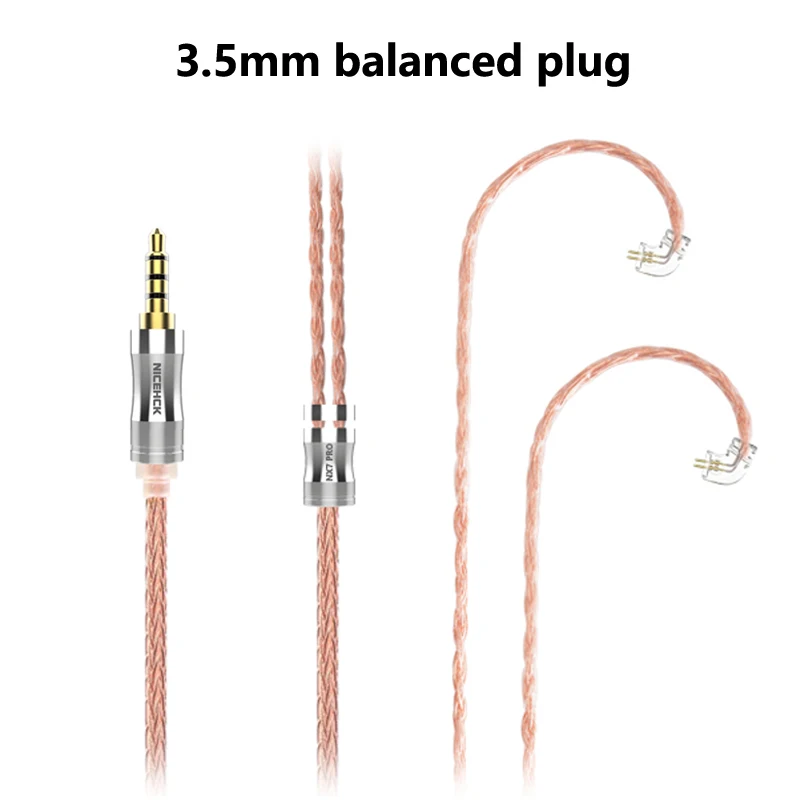 3.5mm balanced plug NICEHCK NX7 Pro посвященный 16 ядер высокой чистоты Медь кабель 3,5/2,5/4,4 мм штекер NX7 2Pin для NX7 Pro/DB3/TFZ/AUGLAMOUR Универсальный - Цвет: 3.5mm balanced plug