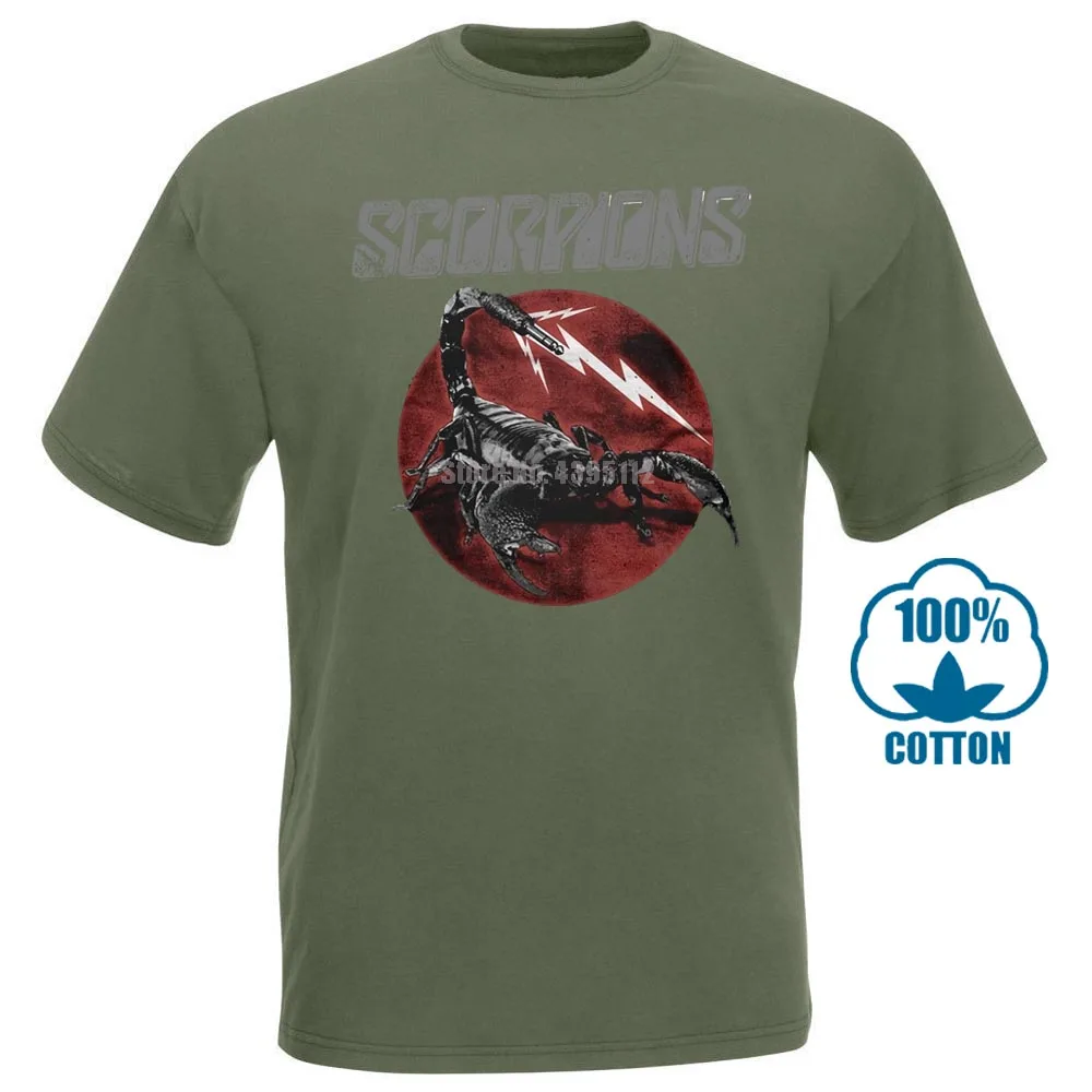 Армейский зеленый Скорпионов логотип рубашка Размеры S, M, l Xl XXL футболки официальный Rock Band футболка - Цвет: Армейский зеленый