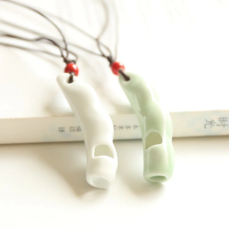 

New original ceramic whistle pendant necklace Jingdezhen handmade trend pea jewelry