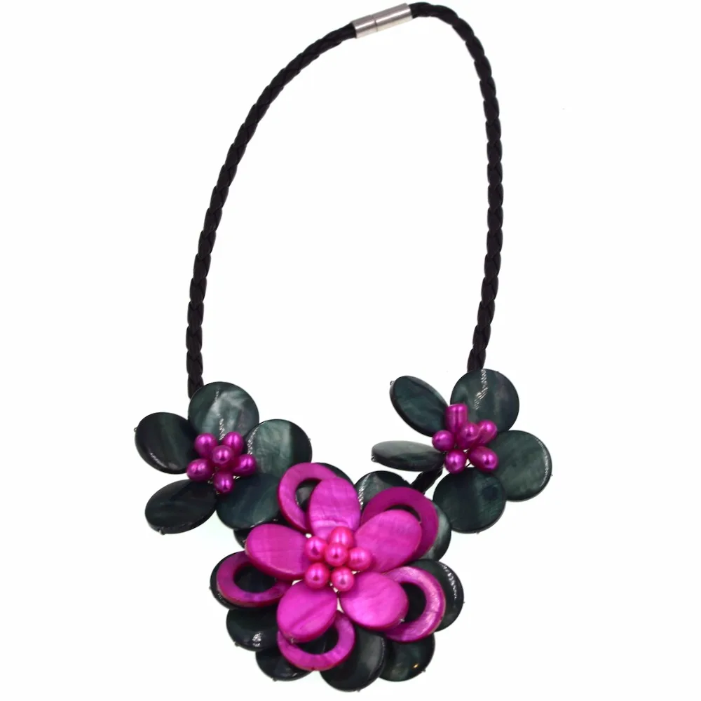 Модная Швабра ювелирные изделия темно зеленый и ярко розовый перламутровый