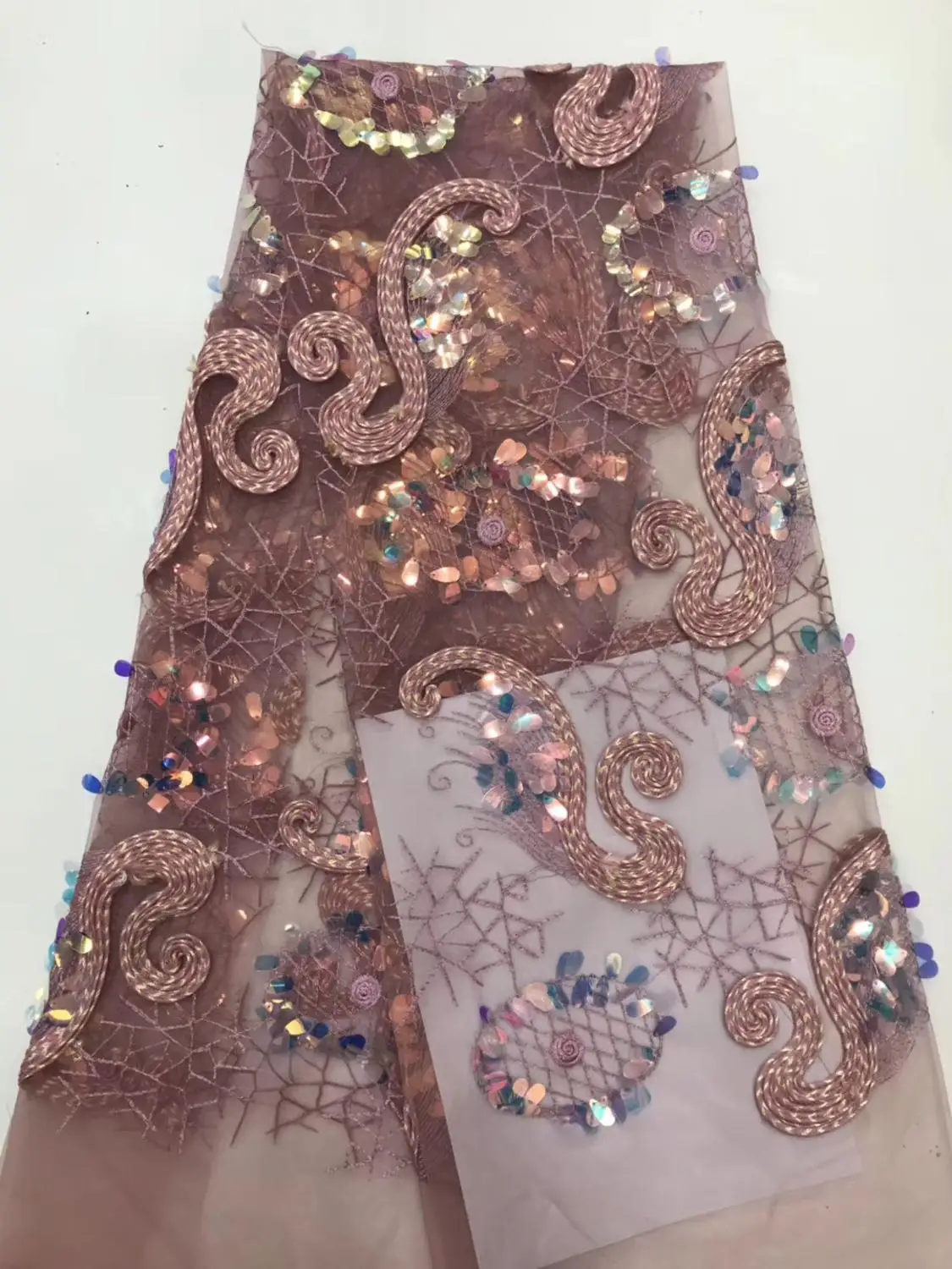 

high quatity sequin Modern design French net lace fabric African sequins lace embroidery tulle lace fabric for party dress