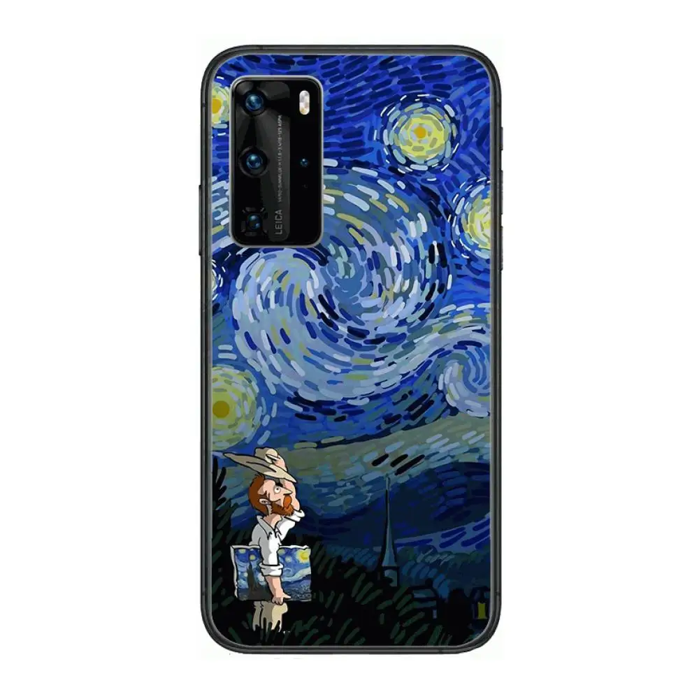 

The great Van Gogh Phone Case For Huawei P 40 30 20 10 9 8 Lite E Pro Plus Black Etui Coque Painting Hoesjes comic fashion
