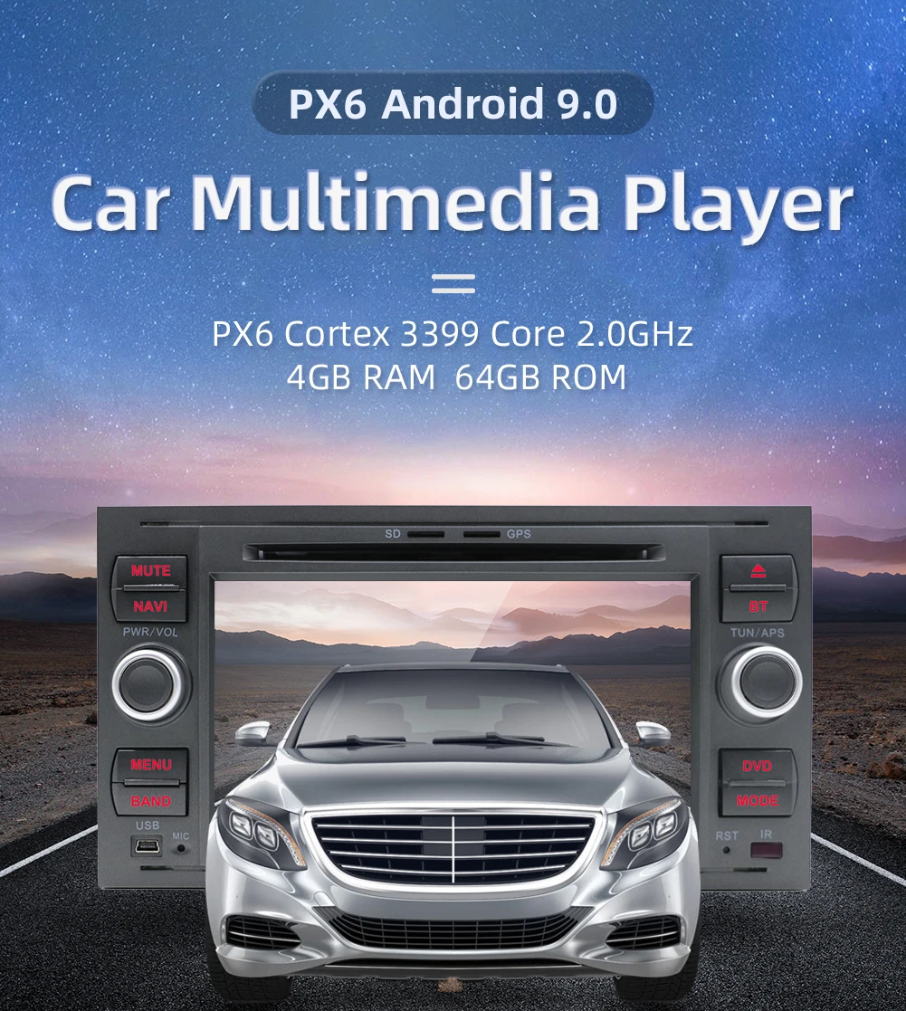 PX6 ram 4G+ rom 64G Android 9,0 Восьмиядерный 2Din автомобильный DVD для FORD для FOCUS 2005-2007 Galaxy Transit радио gps для фокусировки камеры