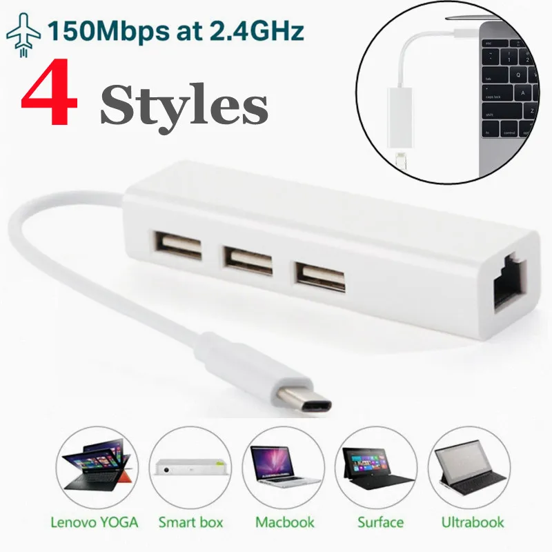 Multiple Styles USB C HUB Gigabit Ethernet Rj45 Lan Adapter 10/100Mbps Type Network Card for Windows Internet Cable | Электроника