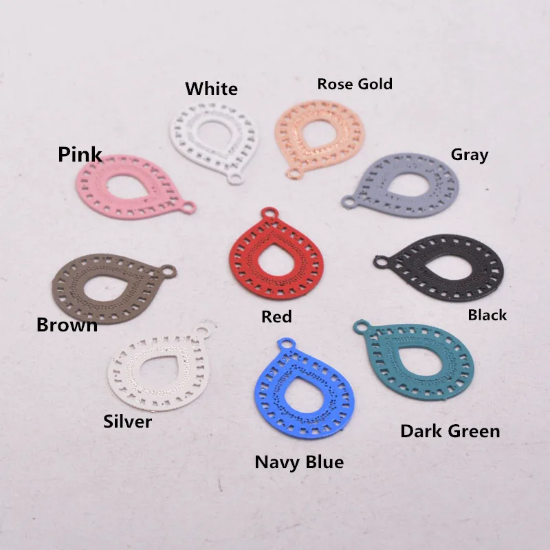 100pcs AC10569 12*16mm Brass Filigree Charm Rose Gold and Silver color Small Watermark Pendant DIY Jewelry Findings | Украшения и