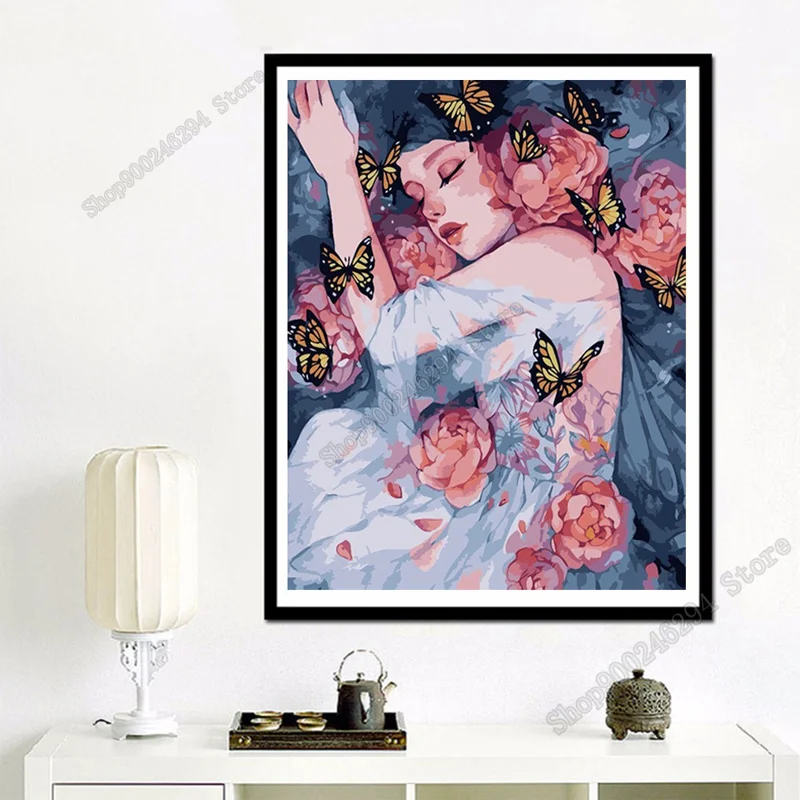 5D Diamond Embroidery Sleeping Beauty Butterfly Flower Diy Painting Cross Stitch Mosaic Square/Round Rhinestones FF3650 | Дом и сад