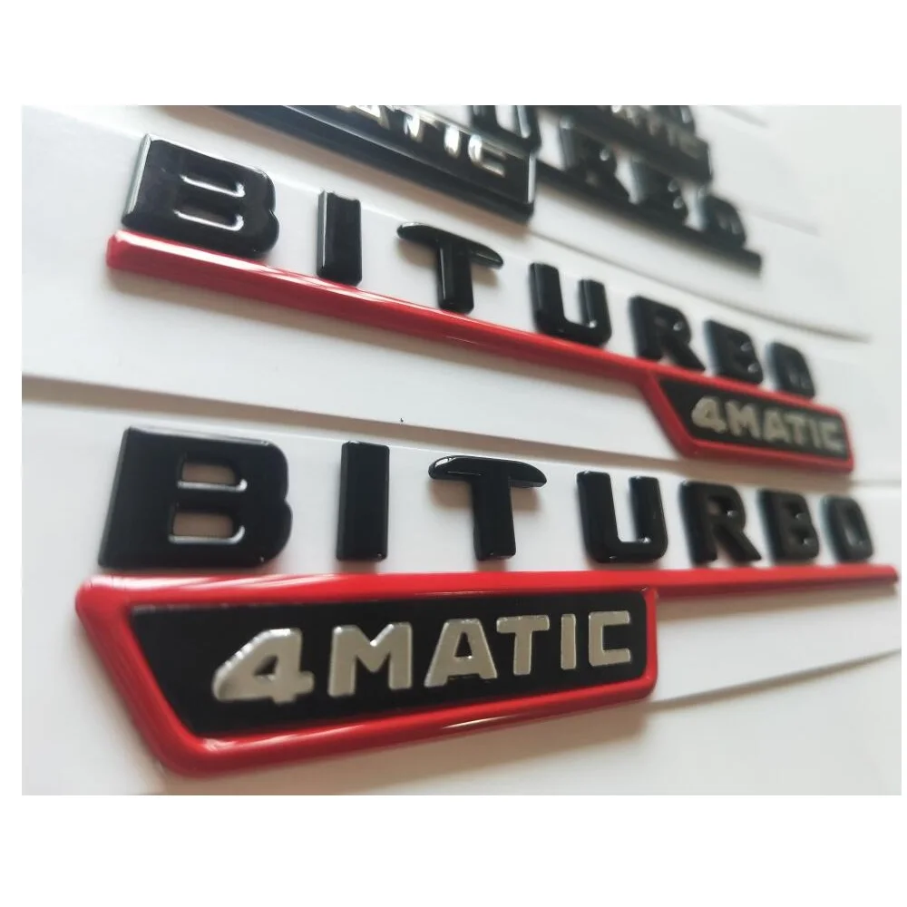 Хромированные черные и красные эмблемы BITURBO 4matic для Mercedes Benz C43 E43 GLC43 GLE43 GLS43 CLS53 AMG 1