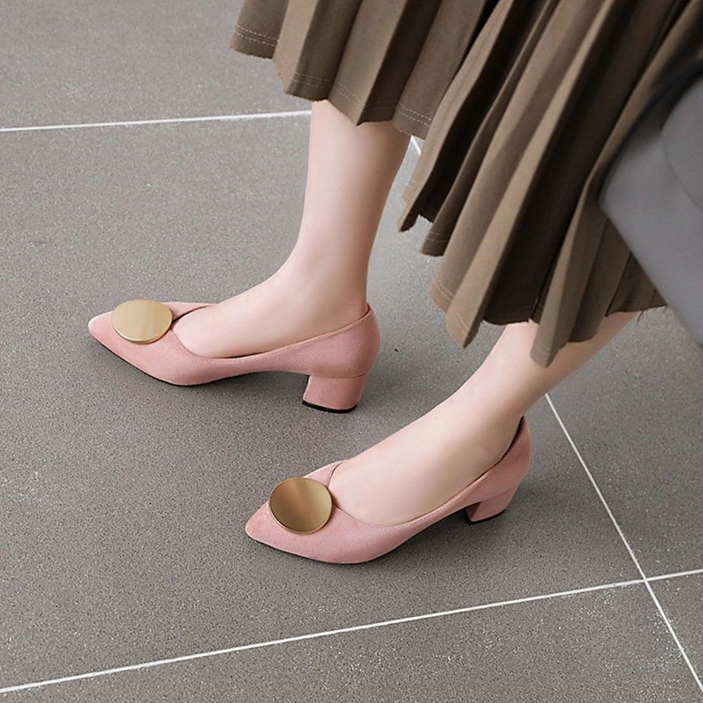 Женские повседневные туфли лодочки SJJH с круглым украшением и квадратным