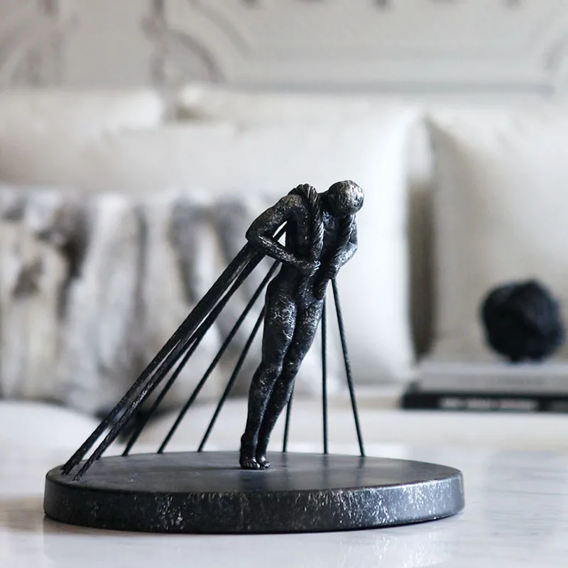 

Современная творческая статуя на шнурке с абстрактными персонажами, металлические поделки, украшения для гостиной, офиса, входа, дома, аксе...