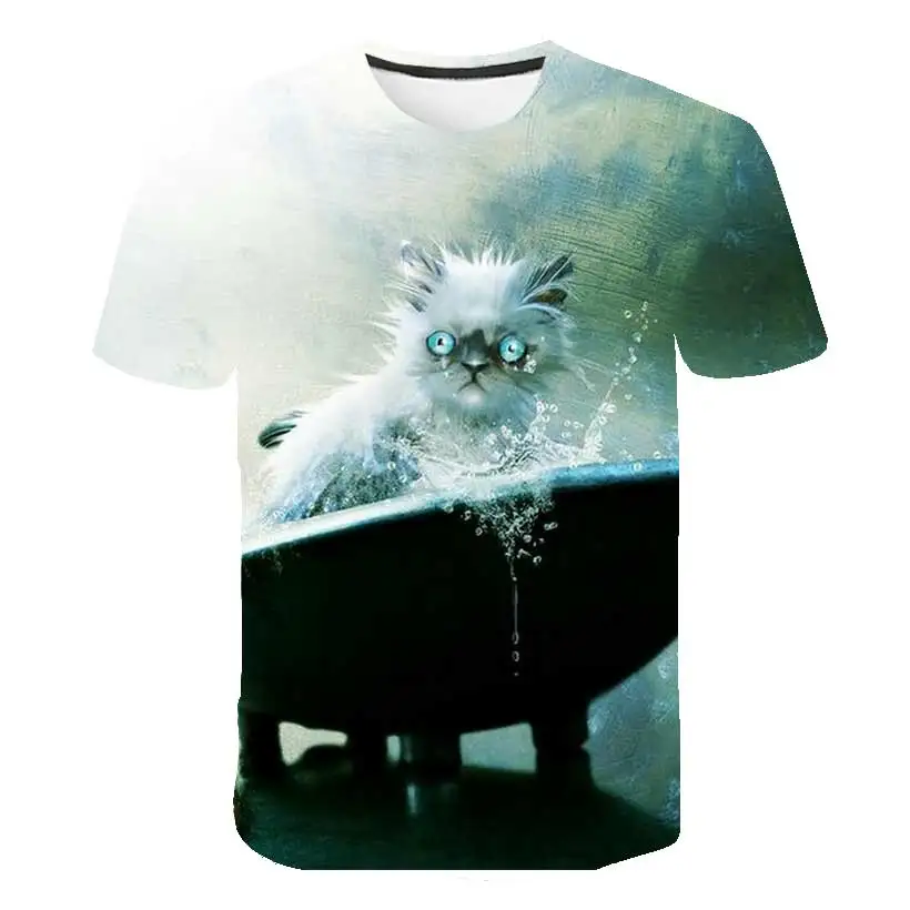 

2020 summer new round neck short sleeve panda blowing bubble 3D digital printing anime T-shirt factory direct sales