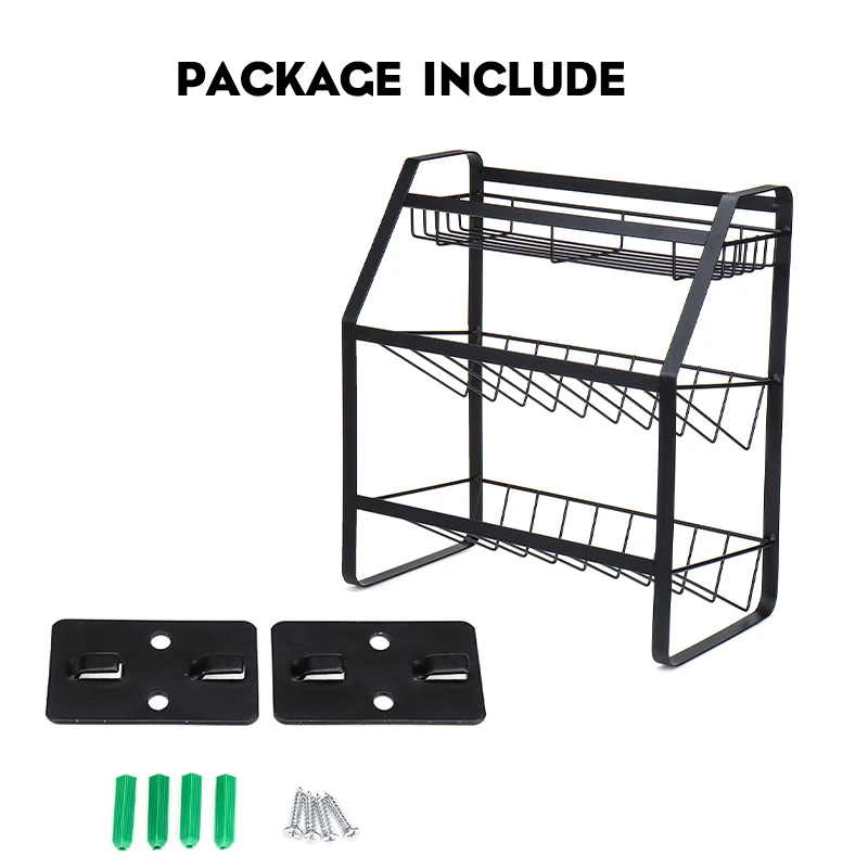 

3-Tier Kitchen Storage Shelf Stainless Steel Market Basket Counter Rack Organizer Multipurpose Pantry For Kitchen Home