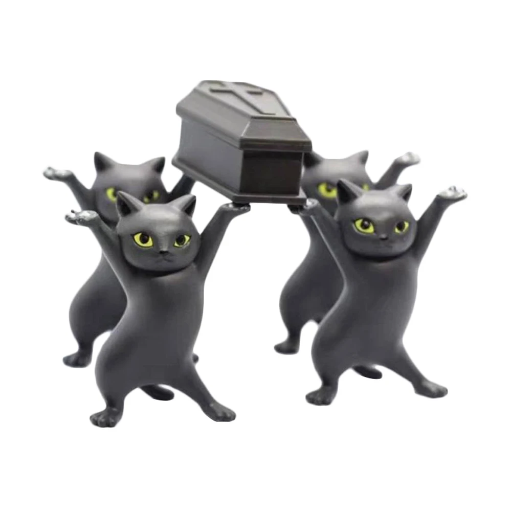 

Carrying A Coffin Cat Pen Holder Home Bookshelf Decoration Animal Statue Handmade Doll Decoration Toy Gift 30P Dropshipping