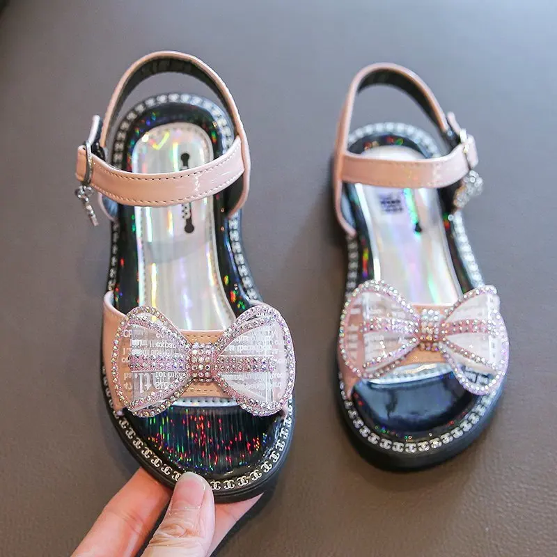 Сандалии для девочек со стразами новинка 2020 корейские летние детские пляжные