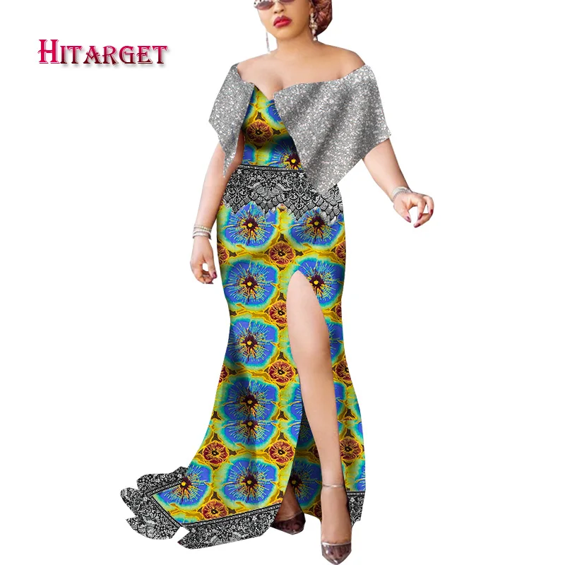 Комплект из обуви в африканском стиле платья для женщин Разделение и пайетками