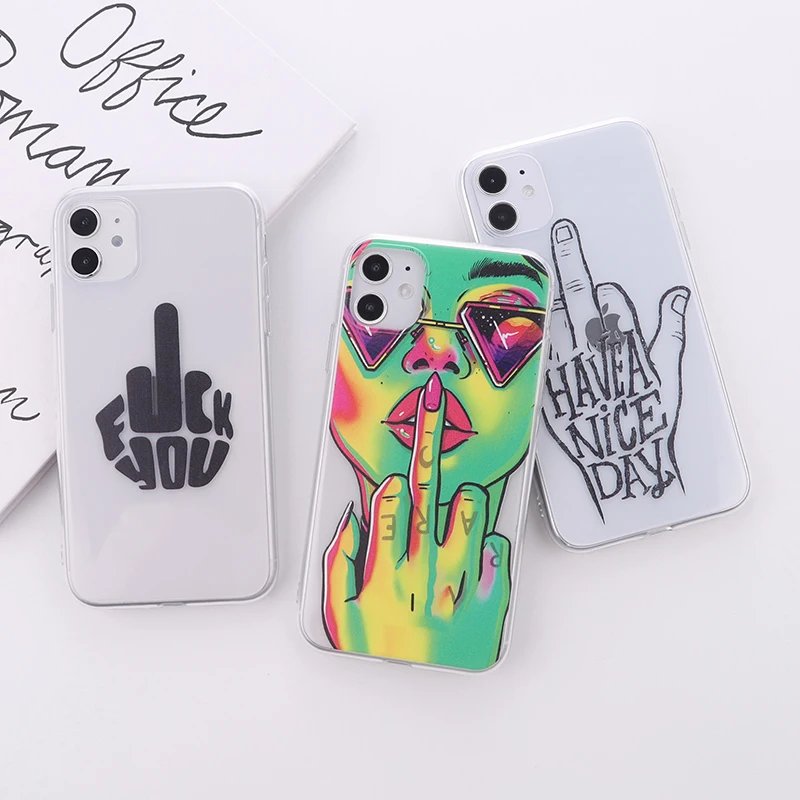 Модный креативный защитный чехол для телефона со средним пальцем iPhone 11 12 13Pro Max XR XS