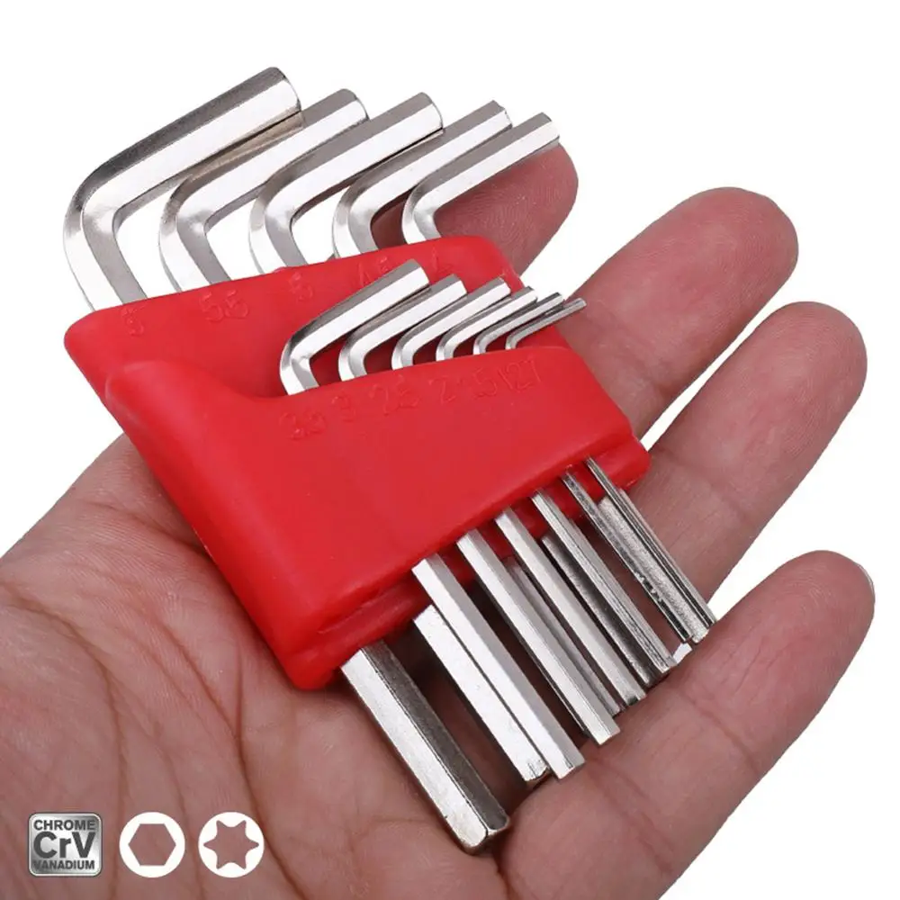 

Hex Key Allen Wrench Set 5/8/11Pcs in Metric/Inch Standard CrV Steel