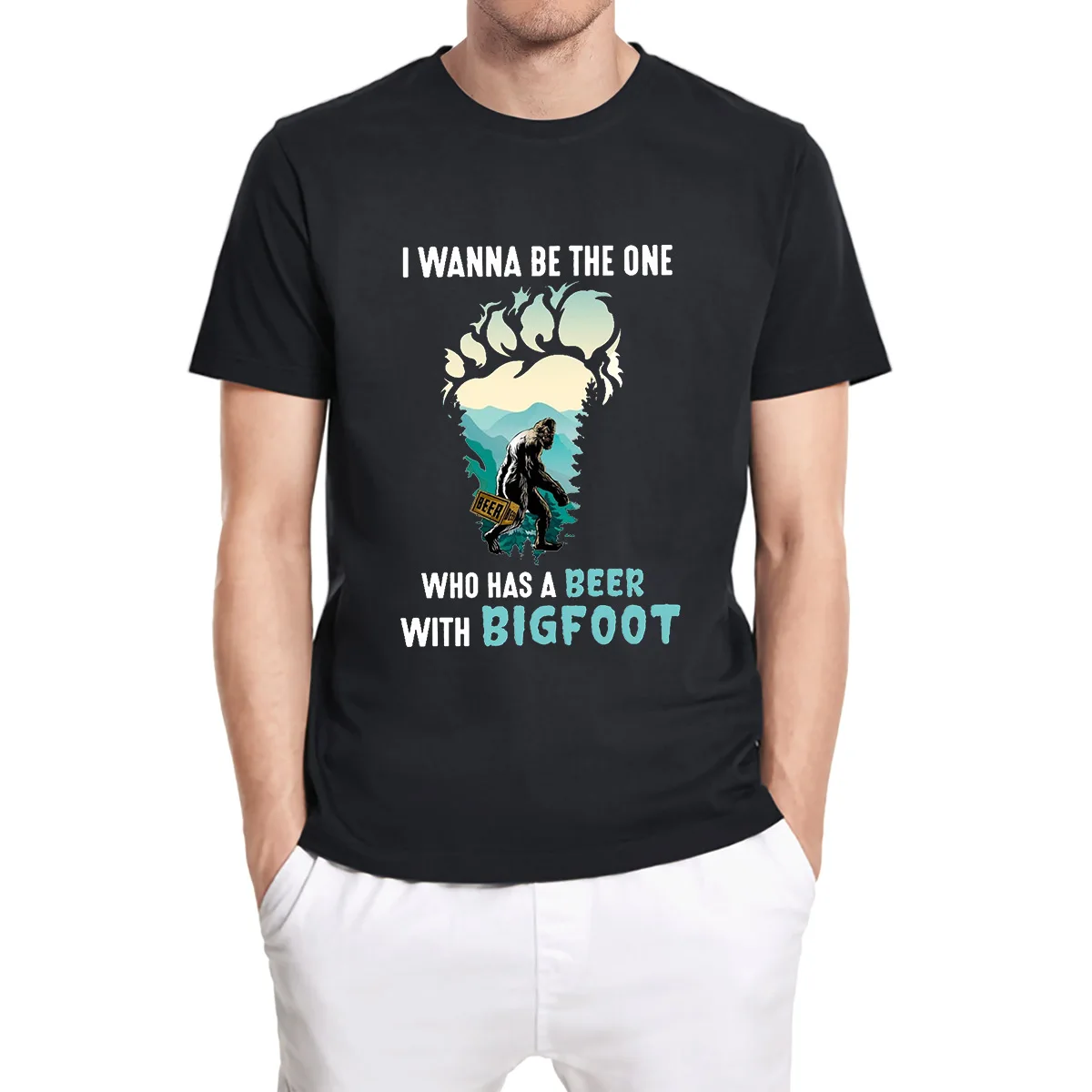 Мужская футболка Bigfoot I Want Be The тех у кого есть пиво с даррилом забавная унисекс