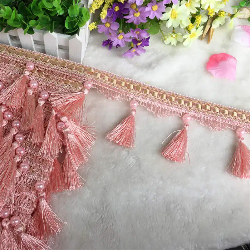 12 ярдов занавески с бахромой и окантовкой кружевная отделка бусины шторы подушки