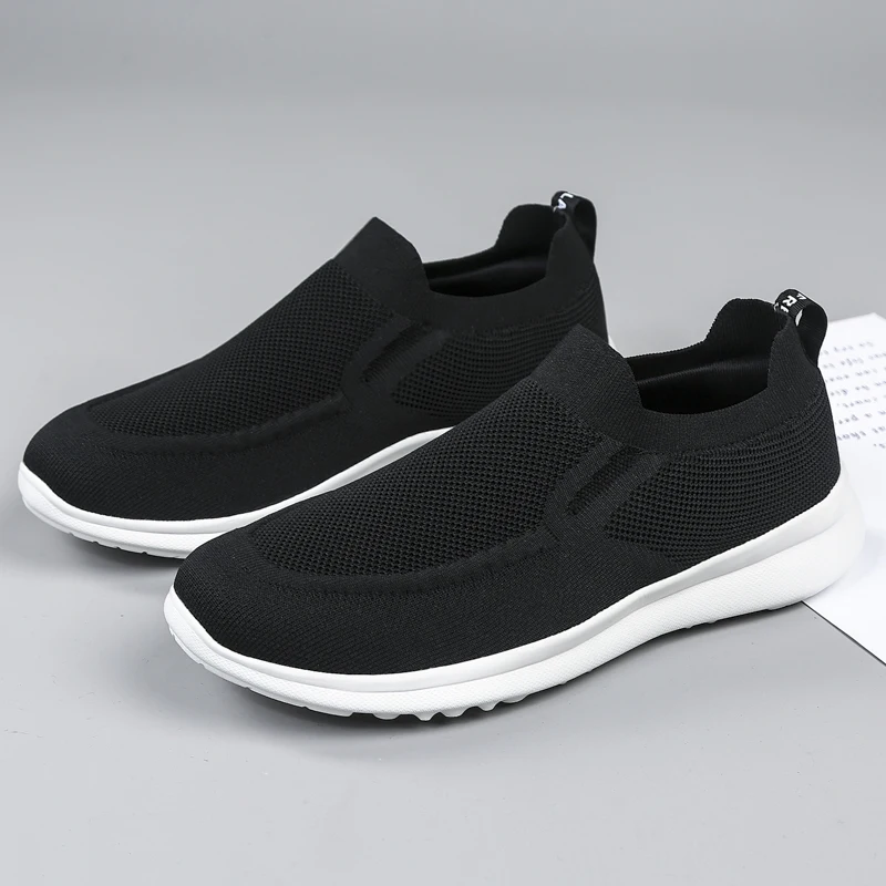 

Men Shoes Lightweight Sneakers Men Fashion Casual Walking Shoes Breathable Slip On Mens Loafers Black Size 45 Footwear