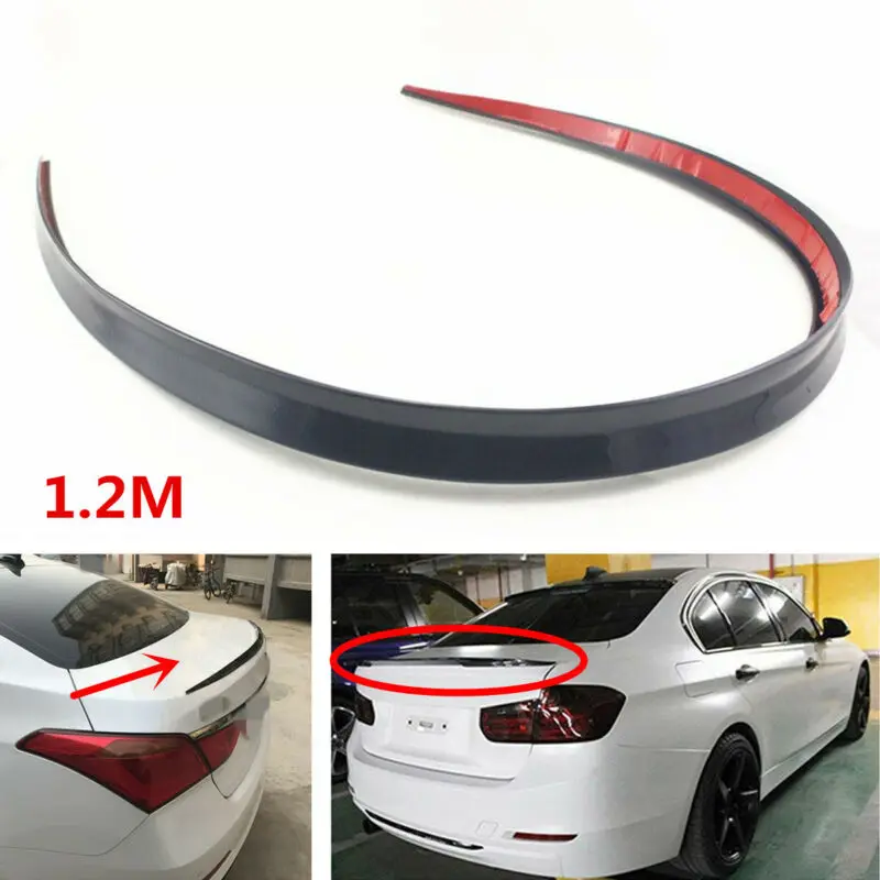 

Universal 1.2M Black Soft Car Rear Roof Trunk Spoiler Rear Wing Lip Trim Sticker For Car Spoiler Roof Hatch Gate Trunk Bonnet