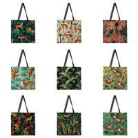 ladies casual handbag tropical rainforest and tiger print handbag ladies shoulder bag outdoor beach bag foldable shopping bag