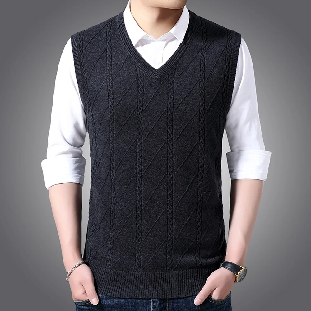 Men Sweater Vest New Fashion Brand For Mens Comfortable Pullovers Slim Knitwear Autumn Casual Clothing Male MZB001 | Мужская одежда