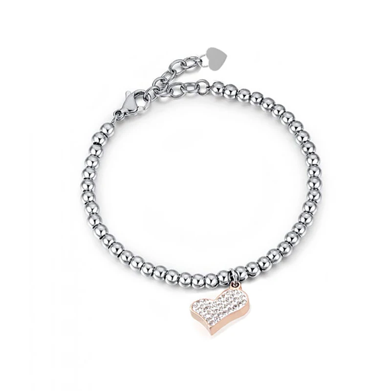 

Runda Fashion Ladies String Bracelet Four-Leaf Clover Inlaid White Cz Stone Stainless Steel Bracelet Jewelry Ladies Holiday Gift