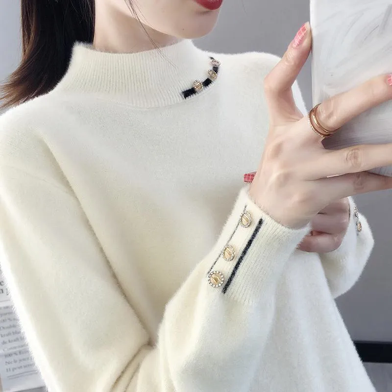 

Sweater Long Sleeve Ladies Tops Cotton O-neck Women's Casual Sweatshirt one