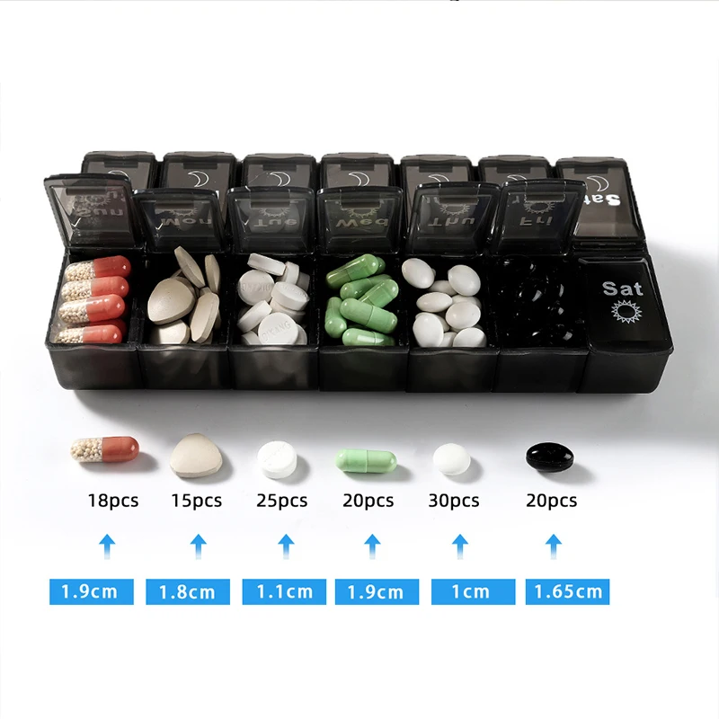 

Weekly Rotating Pill Box Case Splitter Tablet Storage Organizer Medicine 7 Day Pill Container For Travel